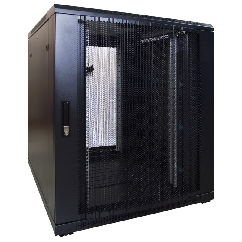 12U mini server rack med perforeret dør 800x1200x720mm (BxDxH)