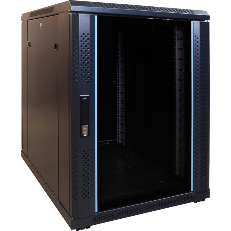 15U mini serverskab med glaslåge 600x800x860mm (BxDxH)