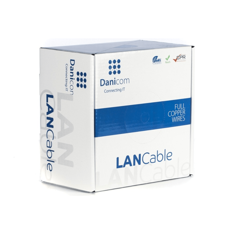 DANICOM CAT6A S/FTP 100m kabel på rulle fleksibel - PVC (Fca)