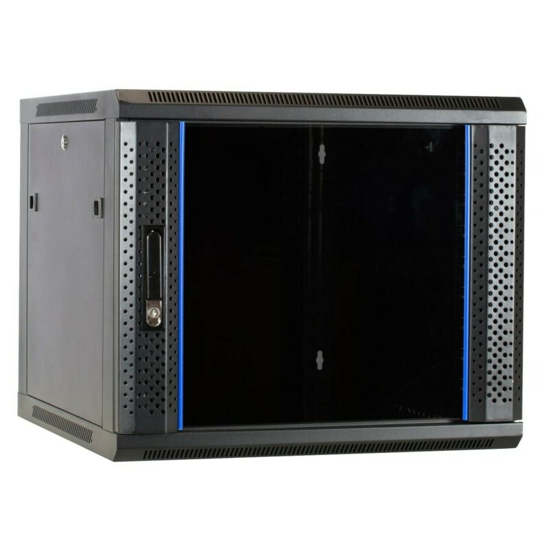 9U vægskab usamlet med glaslåge 600x600x500mm (BxDxH)