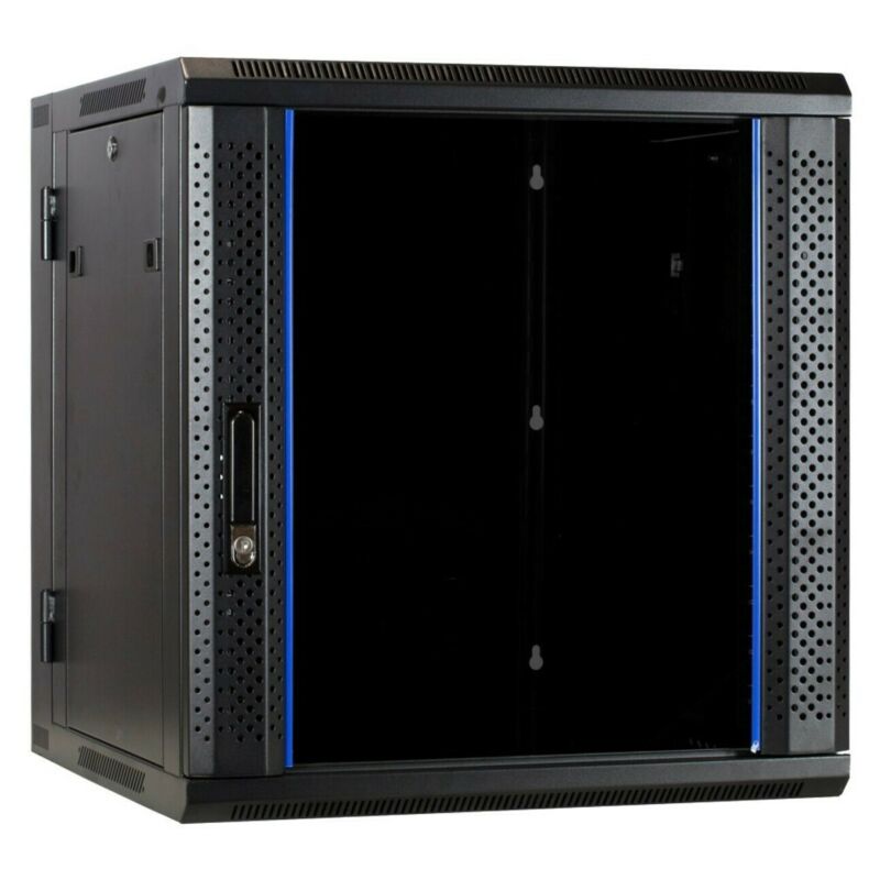 12U vægskab (vipbart) med glaslåge 600x600x635mm (BxDxH)