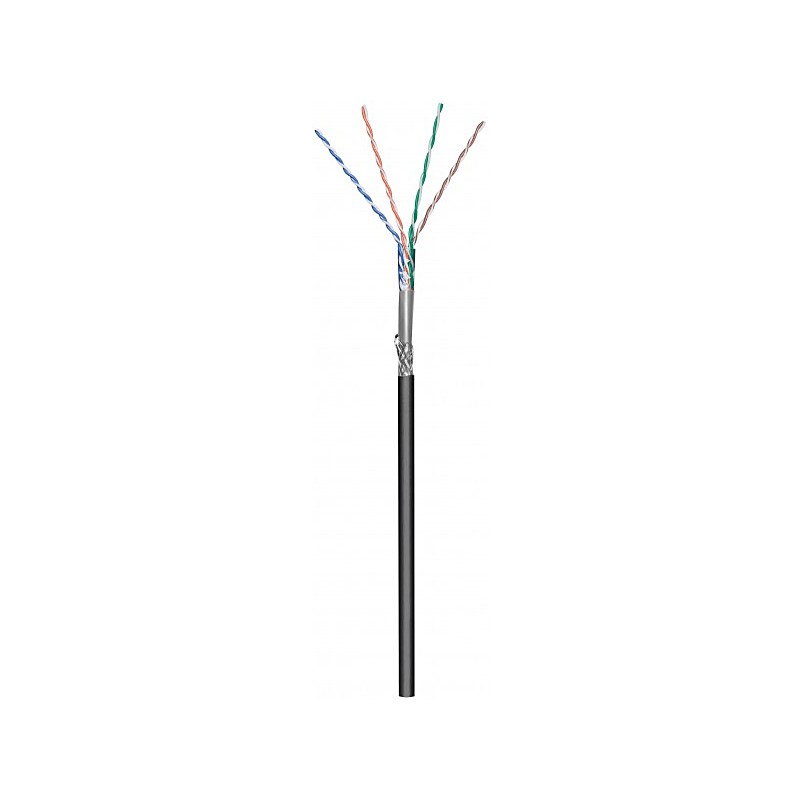 CAT6 SF/UTP 100m udendørs kabel på rulle, stiv sort CCA