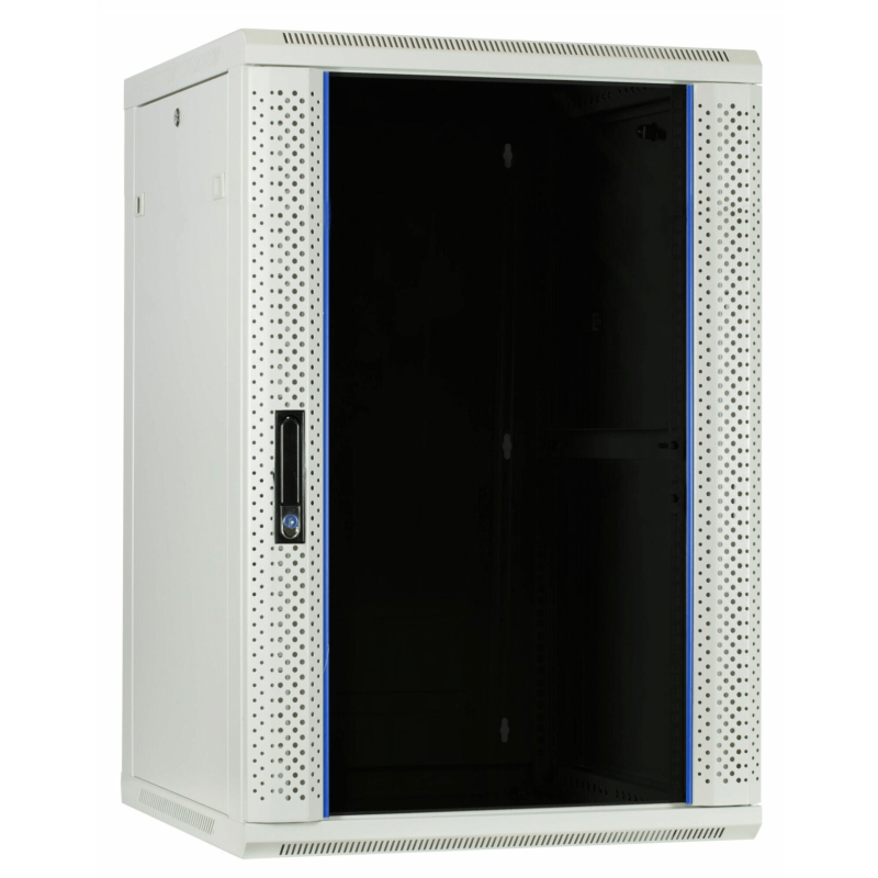 22U hvidt vægskab med glaslåge 600x600x1100mm (BxDxH)