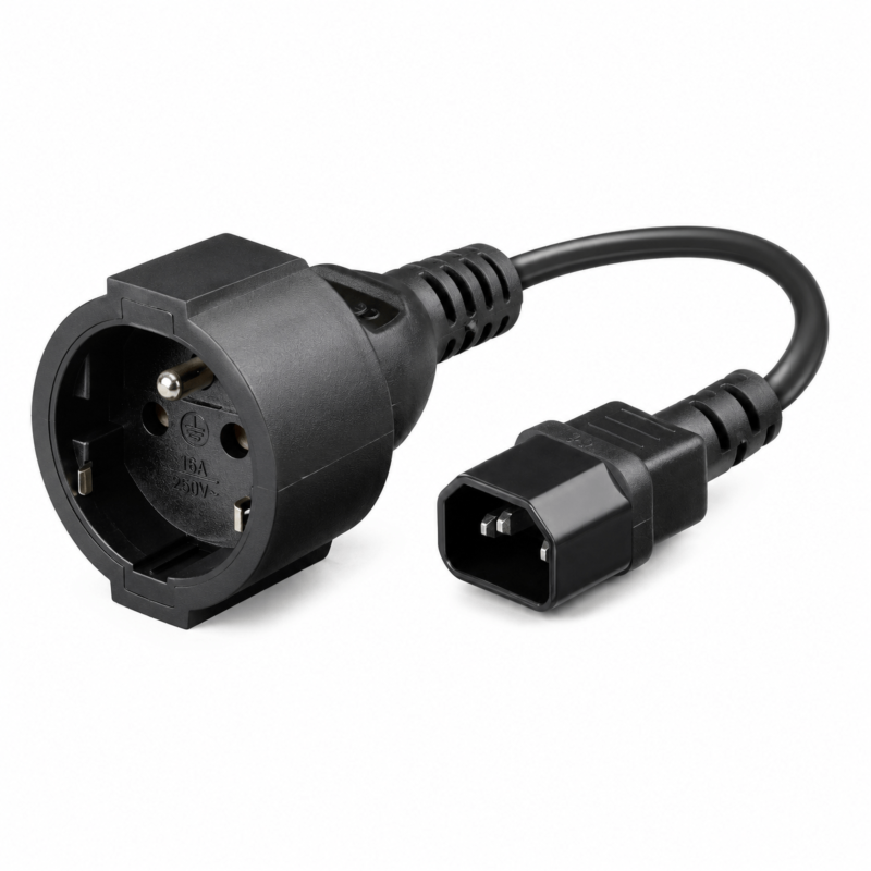 Strømkabel AC stik til C14 Type E 0,15 m adapter - Jordet