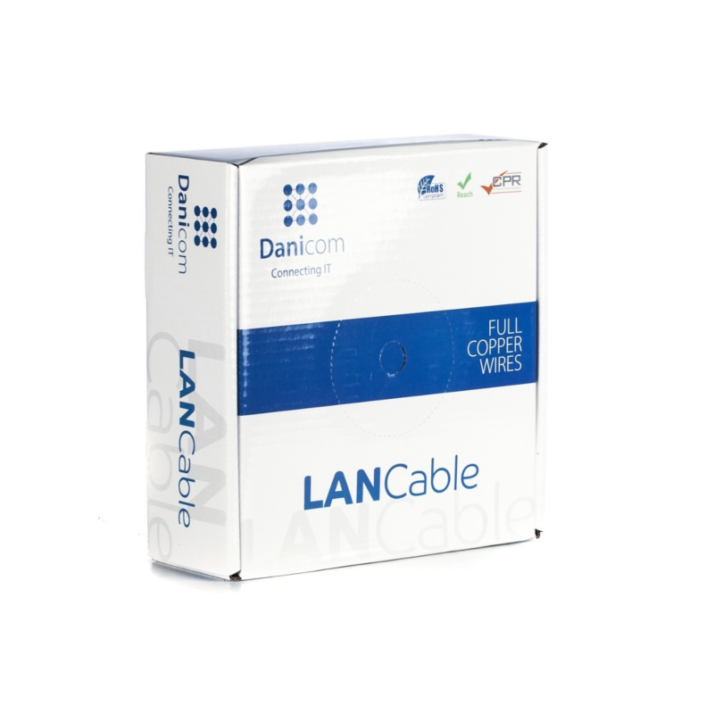 DANICOM CAT6A U/UTP 50m kabel på rulle - LSZH (Eca)