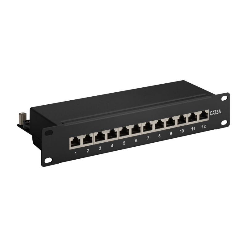 10 tommer CAT6a STP patchpanel - 12 porte
