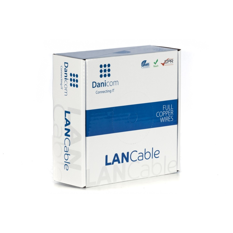 DANICOM CAT6A U/UTP 50m kabel på rulle fleksibel - PVC (Fca)