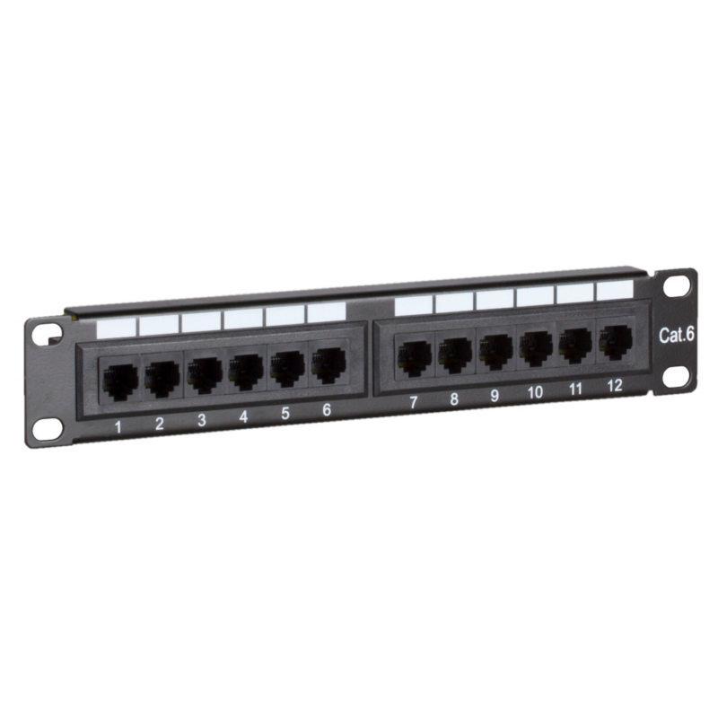 10 tommer CAT6 UTP patchpanel - 12 porte