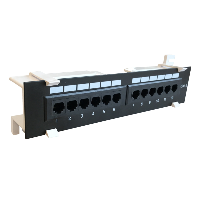 CAT6 UTP vægmonteret patchpanel - 12 porte