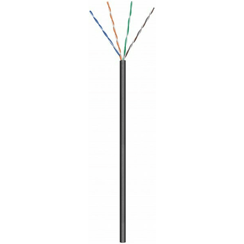 CAT6 U/UTP 100m udendørs kabel på en rulle fleksibel sort CCA