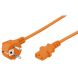 Schuko strømkabel vinklet til C13 2m orange