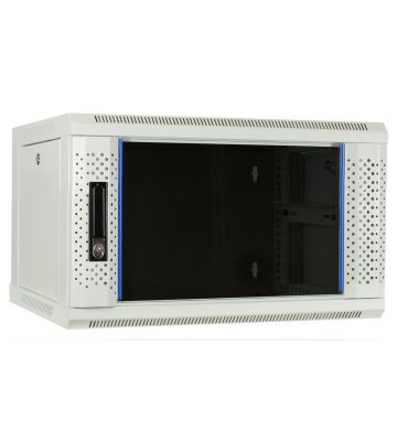 6U hvidt vægskab med glaslåge 600x450x368mm (BxDxH)