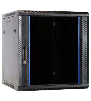 12U vægskab med glaslåge 600x600x635mm (BxDxH)