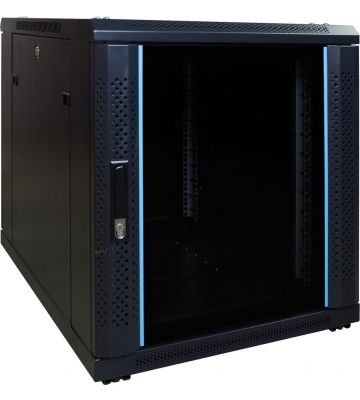 12U mini serverskab med glaslåge 600x600x720mm (BxDxH)
