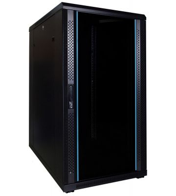 22U serverskab med glaslåge 600x800x1200mm (BxDxH)