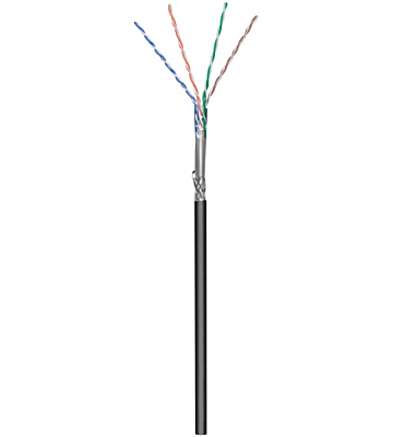 CAT6 S/FTP 100m udendørs kabel på en rulle fleksibel sort CCA