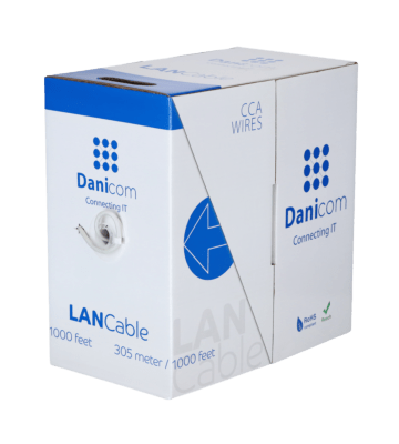 CAT6 S/FTP 305m kabel på rulle fleksibel grå CCA
