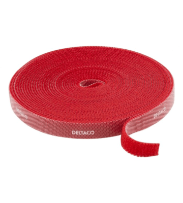 Velcrobånd 5 meter - 9 mm bred - rød