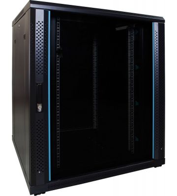 18U serverskab med glaslåge 800x800x1000mm (BxDxH)
