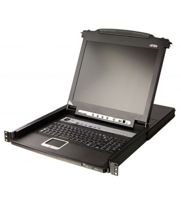 1U 17 tommer KVM konsol med 8 port KVM Switch x PS/2
