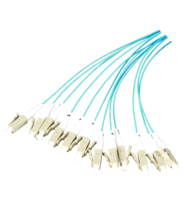 OM3 fiberoptisk pigtail turkis LC - 12 stk