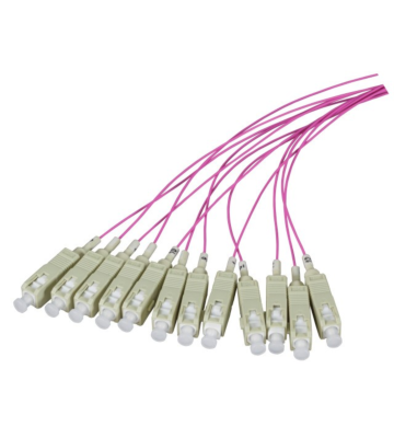 OM4 fiberoptisk pigtail lilla ST - 12 stk