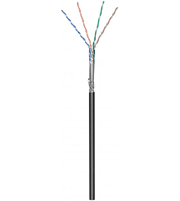 CAT6 S/FTP 50m udendørs kabel på en rulle fleksibel sort CCA