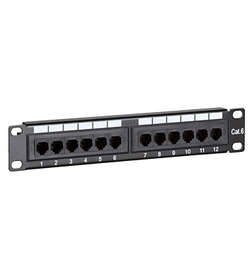 10 tommer CAT6 UTP patchpanel - 12 porte