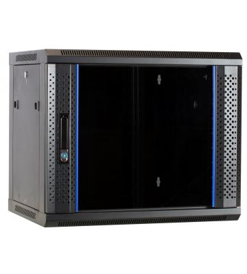 9U vægskab med glaslåge 600x450x500mm (BxDxH)