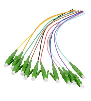OS2 fiberoptisk pigtail farvet sæt LC-APC - 12 stk