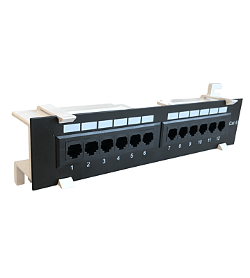 CAT6 UTP vægmonteret patchpanel - 12 porte