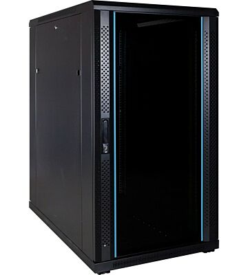 22U serverskab med glaslåge 600x1000x1200mm (BxDxH)