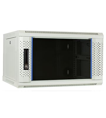 6U hvidt vægskab med glaslåge 600x450x368mm (BxDxH)