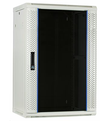 18U hvidt vægskab med glaslåge 600x450x900mm (BxDxH)