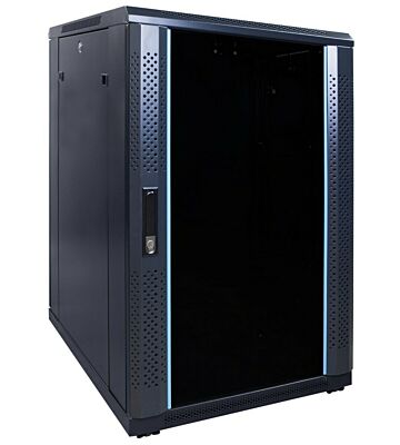 18U serverskab med glaslåge 600x800x1000mm (BxDxH)