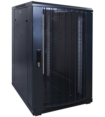 18U serverskab med perforeret låge 600x800x1000mm (BxDxH)
