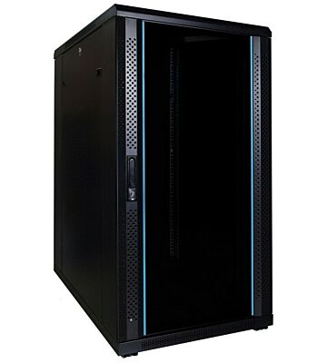 22U serverskab med glaslåge 600x800x1200mm (BxDxH)