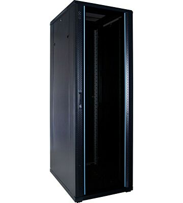 37U serverskab med glaslåge 600x800x1800mm (BxDxH)