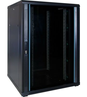 22U serverskab med glaslåge 800x800x1200mm (BxDxH)