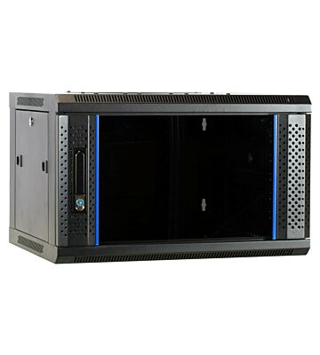 6U vægskab med glaslåge 600x450x368mm (BxDxH)