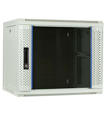 9U hvidt vægskab med glaslåge 600x450x500mm (BxDxH)