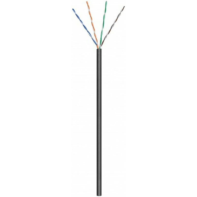 CAT6 U/UTP 305m udendørs kabel på en rulle stiv sort CCA