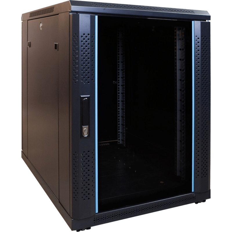 15U mini serverskab med glaslåge 600x800x860mm (BxDxH)