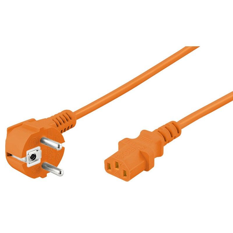 Strømkabel vinklet Schuko til C13 3m orange