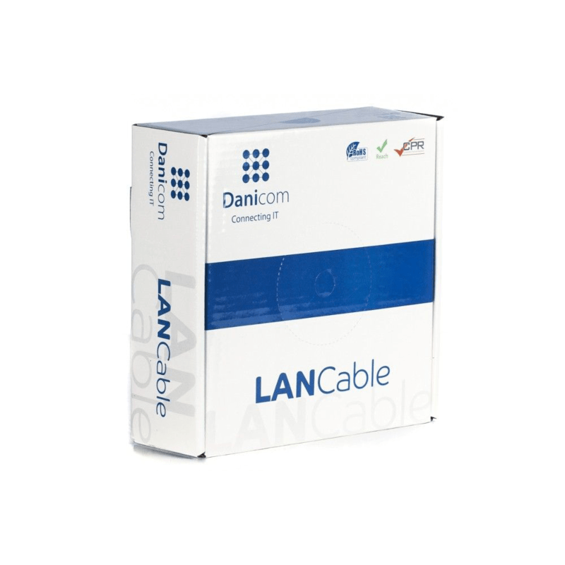 CAT6 U/UTP 50m kabel på rulle, stift grå CCA