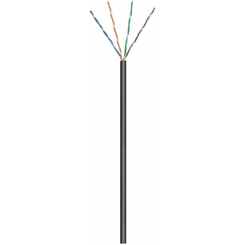 CAT6 U/UTP 50m udendørs kabel på en rulle stiv sort CCA