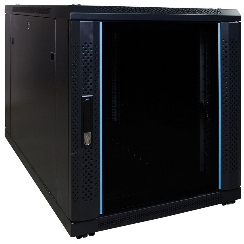 12U mini serverskab med glaslåge 600x1000x720mm (BxDxH)