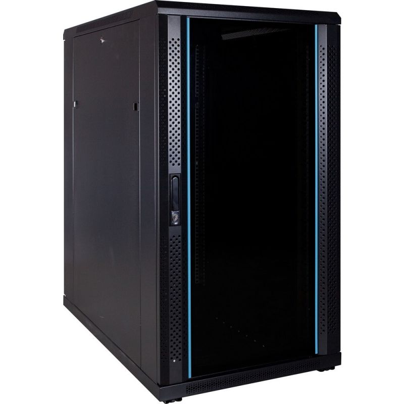 22U serverskab med glaslåge 600x1000x1200mm (BxDxH)