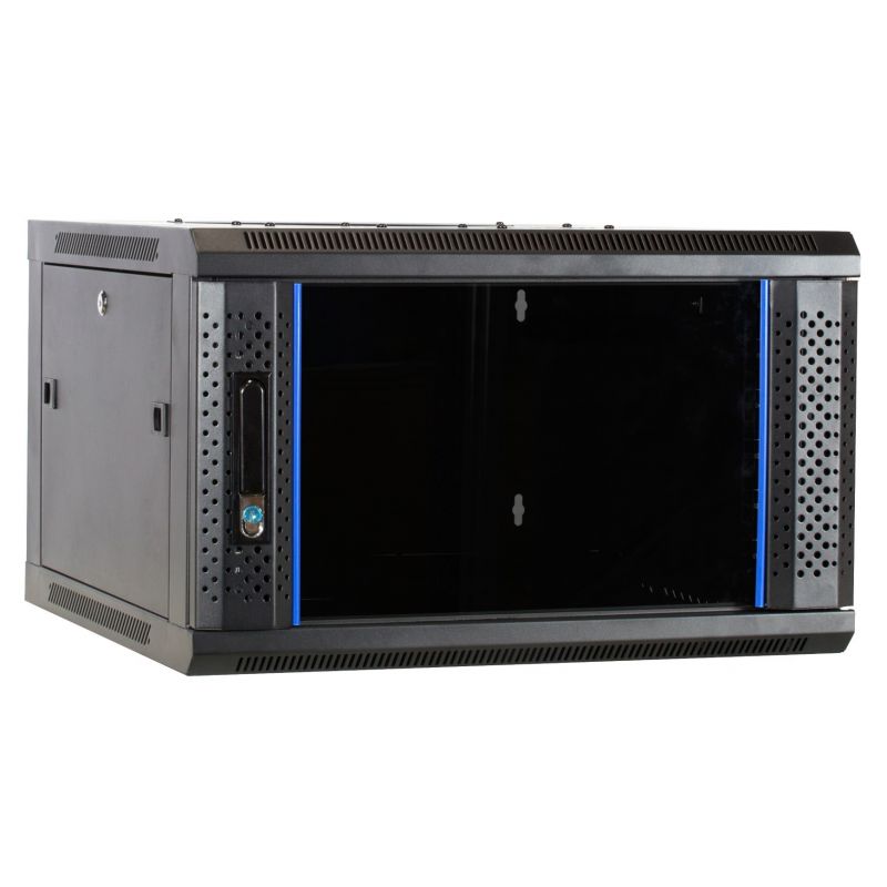 6U vægskab med glaslåge 600x600x368mm (BxDxH)