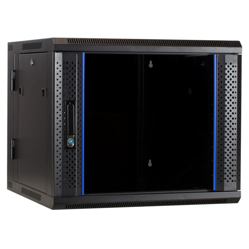 9U vægskab (vipbart) med glaslåge 600x600x500mm (BxDxH)